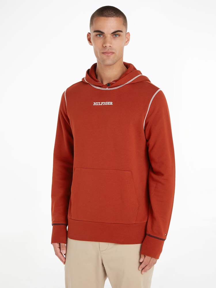 Tommy Hilfiger Red Monotype Stitching Hoodie - Image 1 of 6