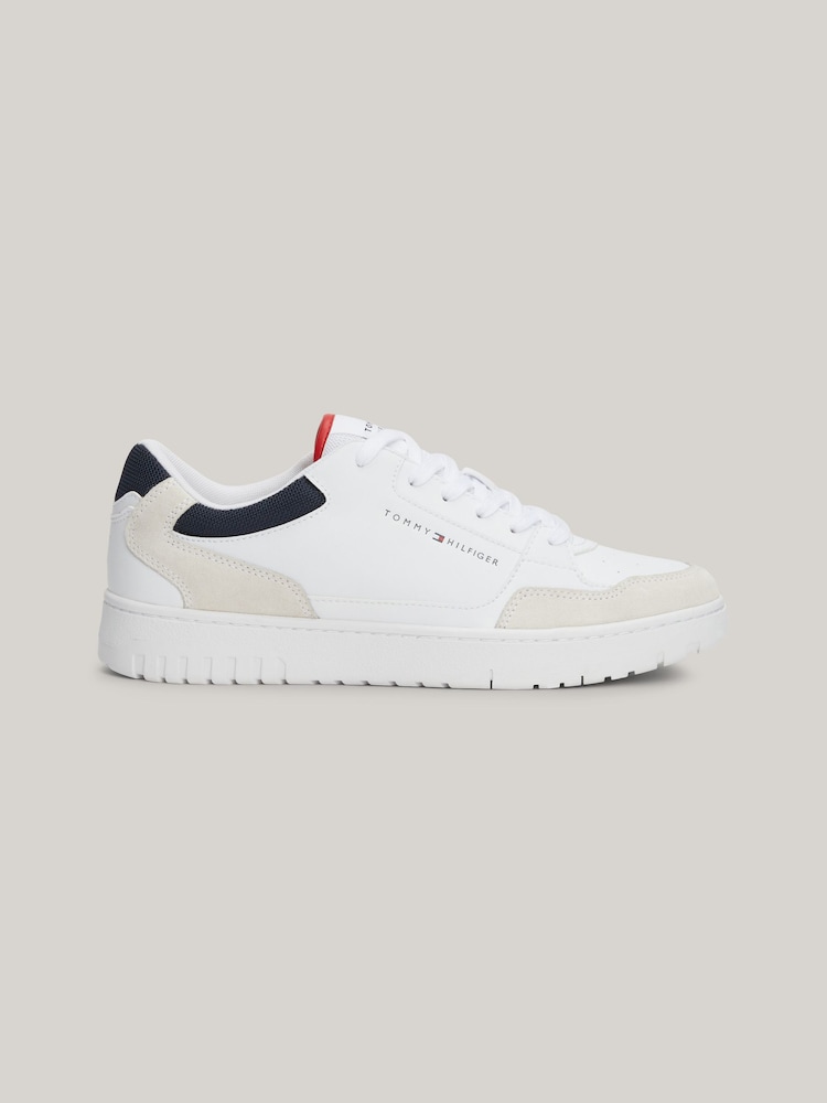 Tommy Hilfiger White Basket Core Mix Essential Trainers - Image 1 of 7