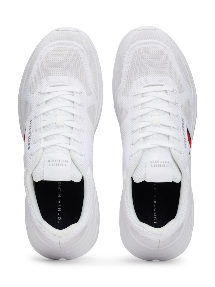 Biały - Tommy Hilfiger Modern Knit Evo Essential Runner Trainers - Image 3 of 6