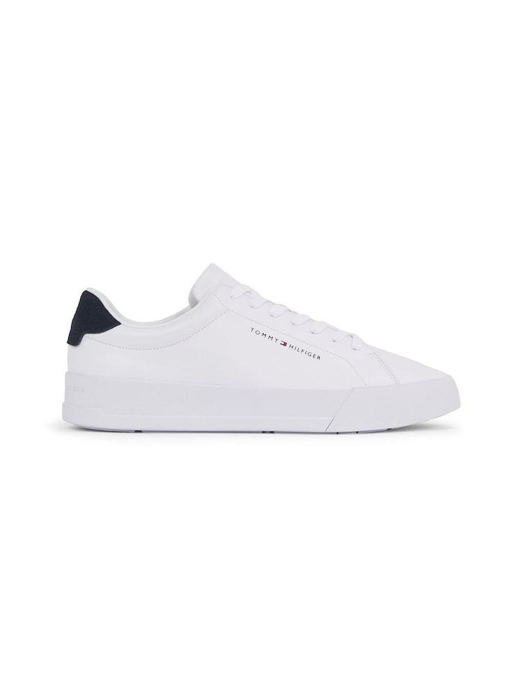 Blanco - Tommy Hilfiger Court Leather Grain Essential Trainers - Imagen 1 de 4