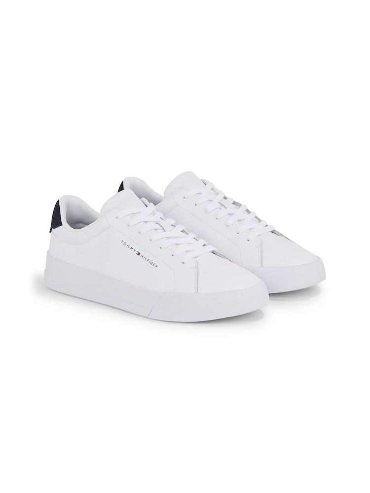 Blanco - Tommy Hilfiger Court Leather Grain Essential Trainers - Imagen 2 de 4