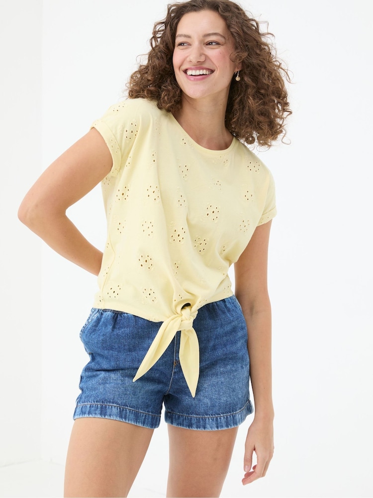FatFace Yellow Tie Front Top - Image 1 of 5