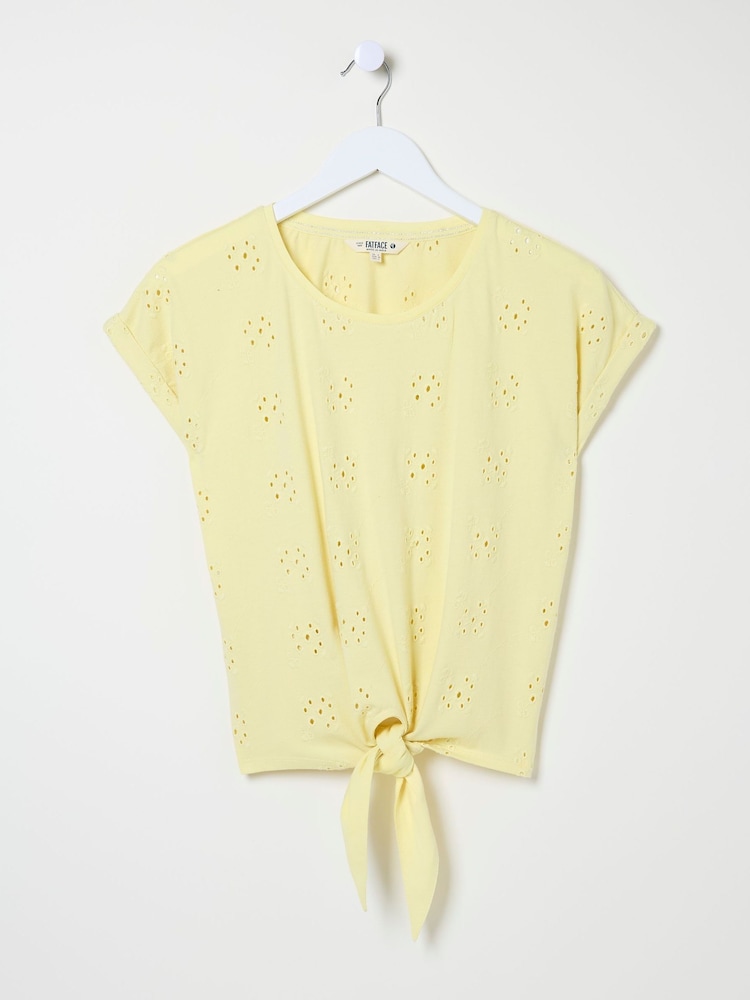 FatFace Yellow Tie Front Top - Image 5 of 5