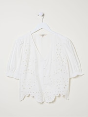 FatFace Natural Broderie Blouse - Image 1 of 1
