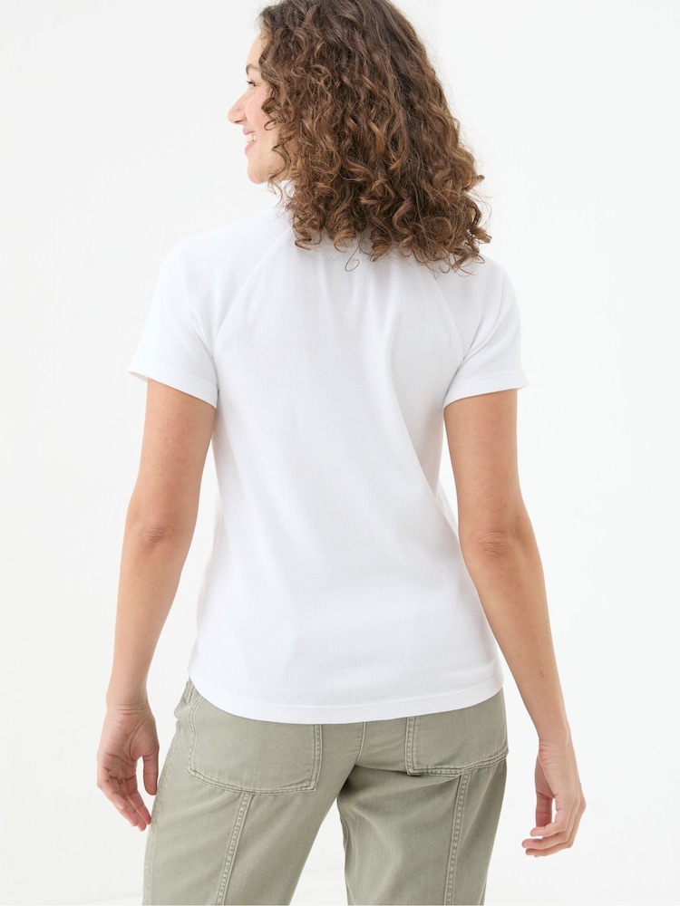 FatFace Rosa White Rib T-Shirt - Image 2 of 5
