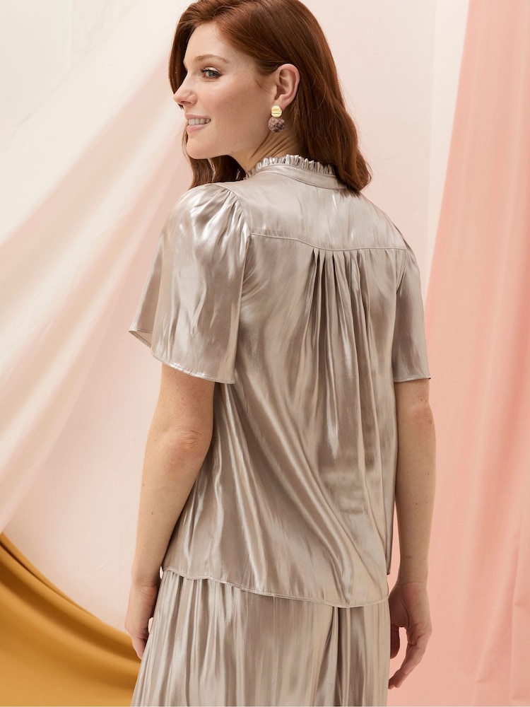 FatFace Silver Metallic Blouse - Image 2 of 5