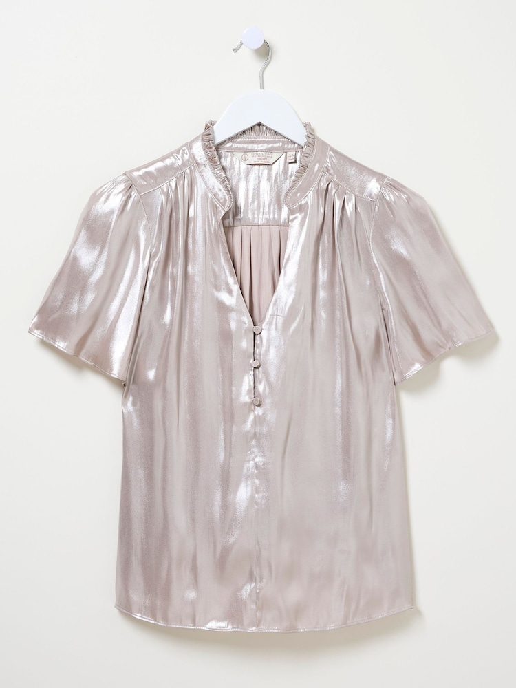 FatFace Silver Metallic Blouse - Image 5 of 5