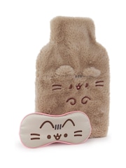 Vanilla Underground Brown Ladies Pusheen Fluffy Hot Water Bottle And Eye Mask Set - Image 1 of 7