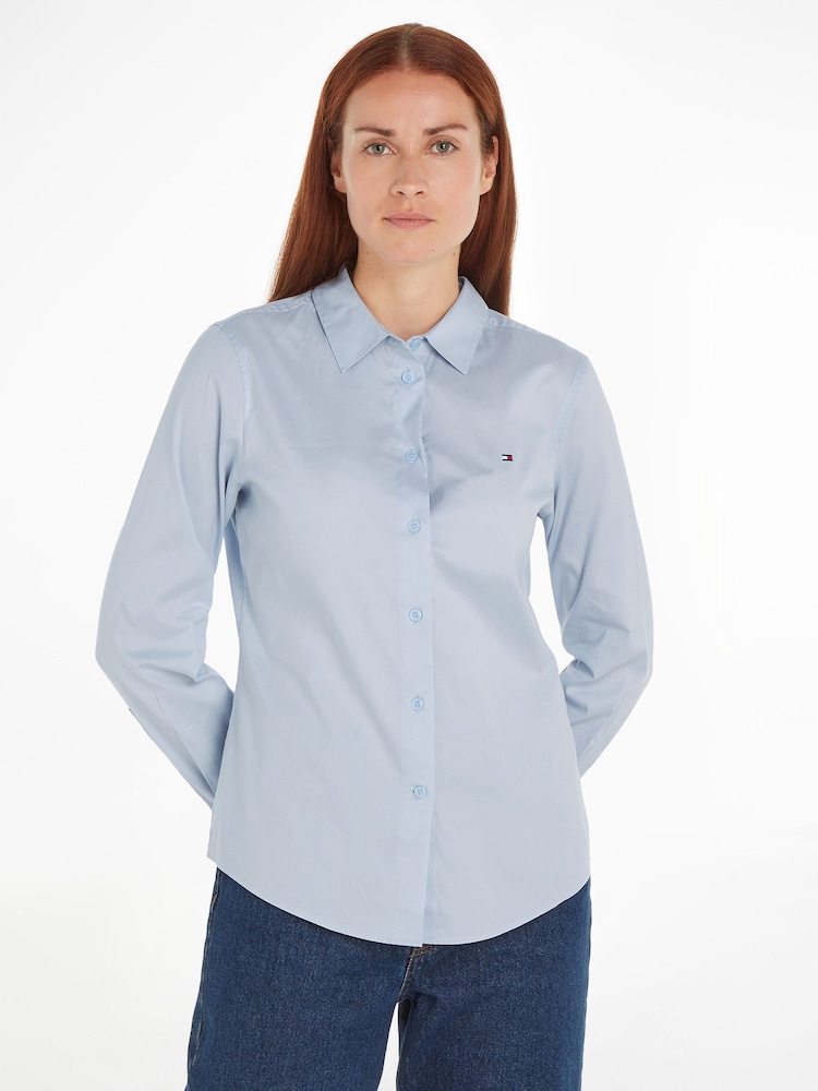 Tommy Hilfiger Blue Regular Fit Stretch Oxford Shirt - Image 1 of 6 Tommy Hilfiger Blue Regular Fit Stretch Oxford Shirt - Image 1 of 6