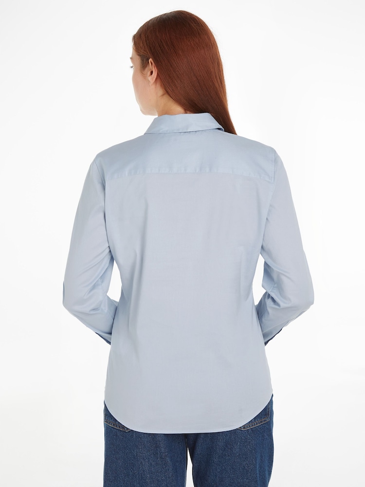 Tommy Hilfiger Blue Regular Fit Stretch Oxford Shirt - Image 2 of 6 Tommy Hilfiger Blue Regular Fit Stretch Oxford Shirt - Image 2 of 6