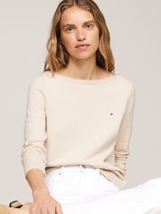 Tommy Hilfiger Brown Cotton Jersey Stitch Boat-Neck Sweater - Image 3 of 5