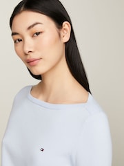Tommy Hilfiger Blue Cotton Jersey Stitch Boat-Neck Sweater - Image 3 of 4
