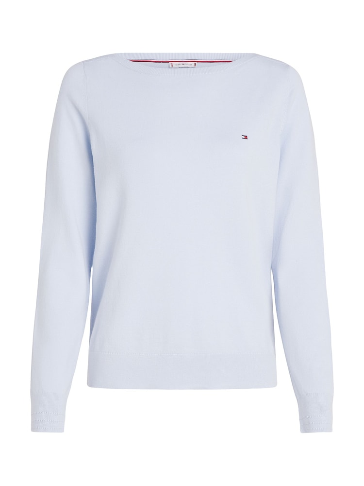 Tommy Hilfiger Blue Cotton Jersey Stitch Boat-Neck Sweater - Image 4 of 4
