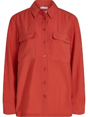 Tommy Hilfiger Red Modal Fluid Relaxed Shirt - Image 1 of 3