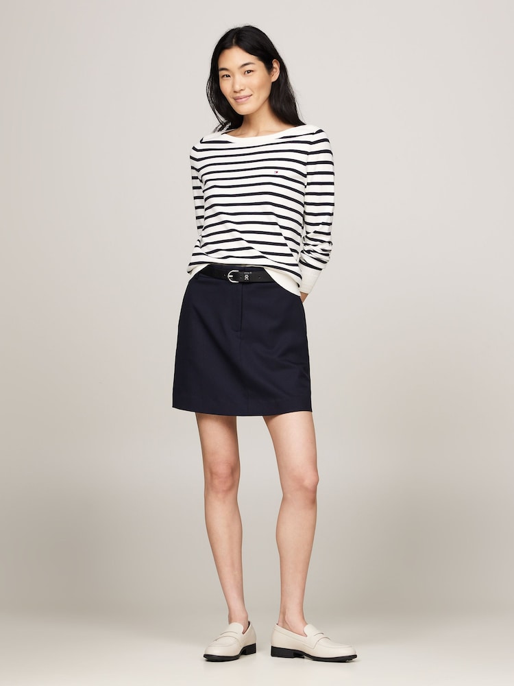 Tommy Hilfiger White Cotton Jersey Stitch Boat-Neck Sweater - Image 1 of 5