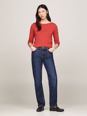 Tommy Hilfiger Red Cotton Jersey Stitch Boat-Neck Sweater - Image 1 of 5