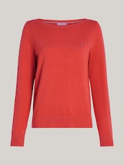 Tommy Hilfiger Red Cotton Jersey Stitch Boat-Neck Sweater - Image 4 of 5