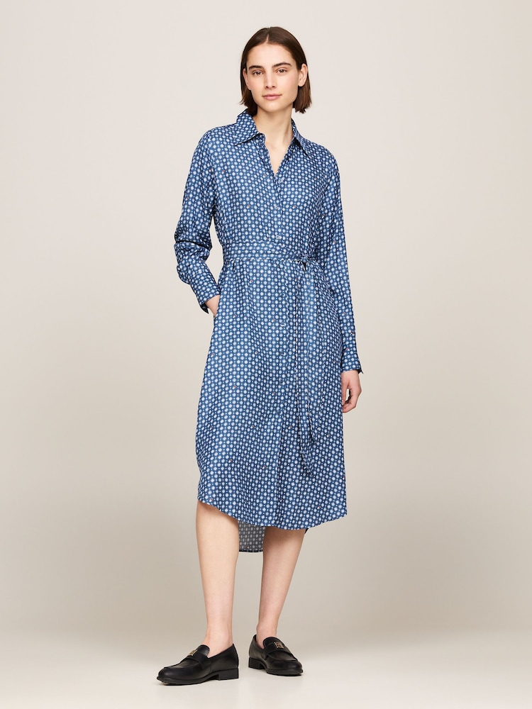 Tommy Hilfiger Blue Foulard Knee Length Shirt Dress - Image 1 of 5