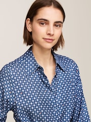 Tommy Hilfiger Blue Foulard Knee Length Shirt Dress - Image 3 of 5