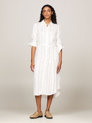 Tommy Hilfiger White Foulard Knee Length Shirt Dress - Image 1 of 6
