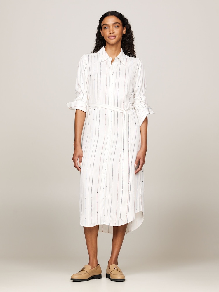 Tommy Hilfiger White Foulard Knee Length Shirt Dress - Image 1 of 6