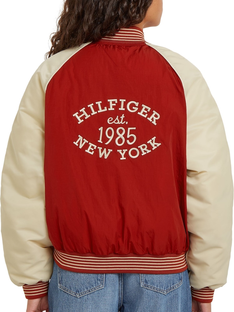 Tommy Hilfiger Red Relaxed Varsity Reversible Bomber Jacket - Image 4 of 7