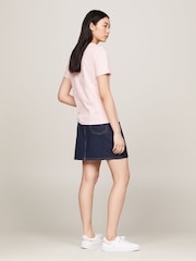 Tommy Hilfiger Pink Regular Fit Script Crew Neck 100% Cotton T-Shirt - Image 2 of 5