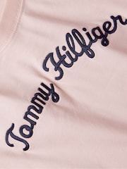 Tommy Hilfiger Pink Regular Fit Script Crew Neck 100% Cotton T-Shirt - Image 5 of 5