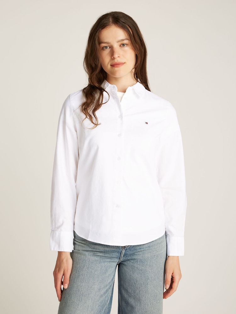 Tommy Hilfiger White Regular Fit Stretch Oxford Shirt - Image 1 of 6 Tommy Hilfiger White Regular Fit Stretch Oxford Shirt - Image 1 of 6