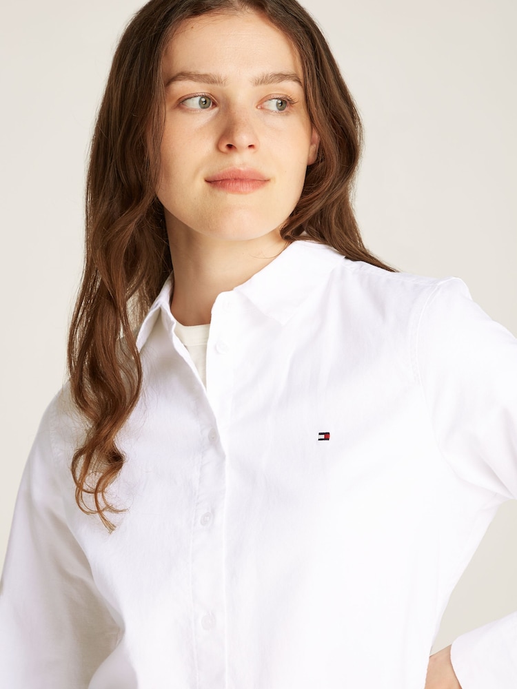Tommy Hilfiger White Regular Fit Stretch Oxford Shirt - Image 3 of 6