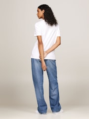 Tommy Hilfiger White Regular Fit Script Crew Neck 100% Cotton T-Shirt - Image 2 of 5