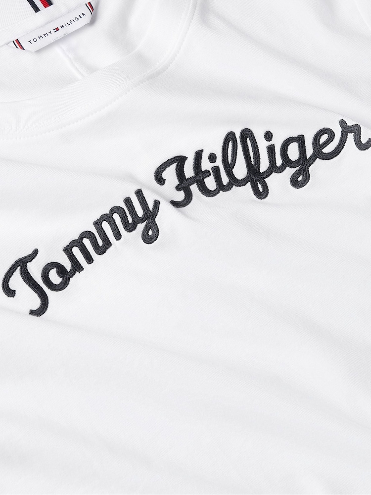 Tommy Hilfiger White Regular Fit Script Crew Neck 100% Cotton T-Shirt - Image 5 of 5