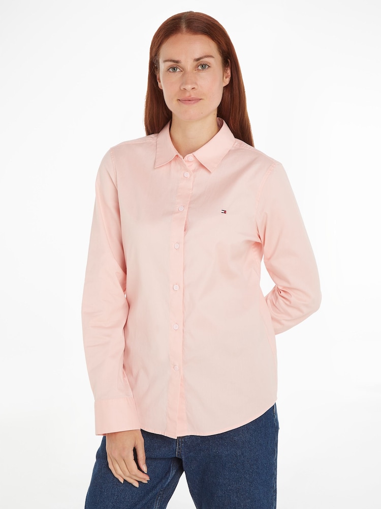 Tommy Hilfiger Pink Regular Fit Stretch Oxford Shirt - Image 1 of 6 Tommy Hilfiger Pink Regular Fit Stretch Oxford Shirt - Image 1 of 6