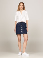 Tommy Hilfiger White Foulard V-Neck Blouse - Image 1 of 5