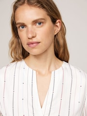 Tommy Hilfiger White Foulard V-Neck Blouse - Image 3 of 5