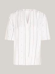 Tommy Hilfiger White Foulard V-Neck Blouse - Image 4 of 5