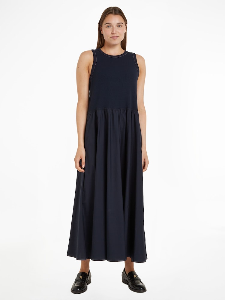 Tommy Hilfiger Blue Ribbed Global Mix Dress - Image 1 of 6