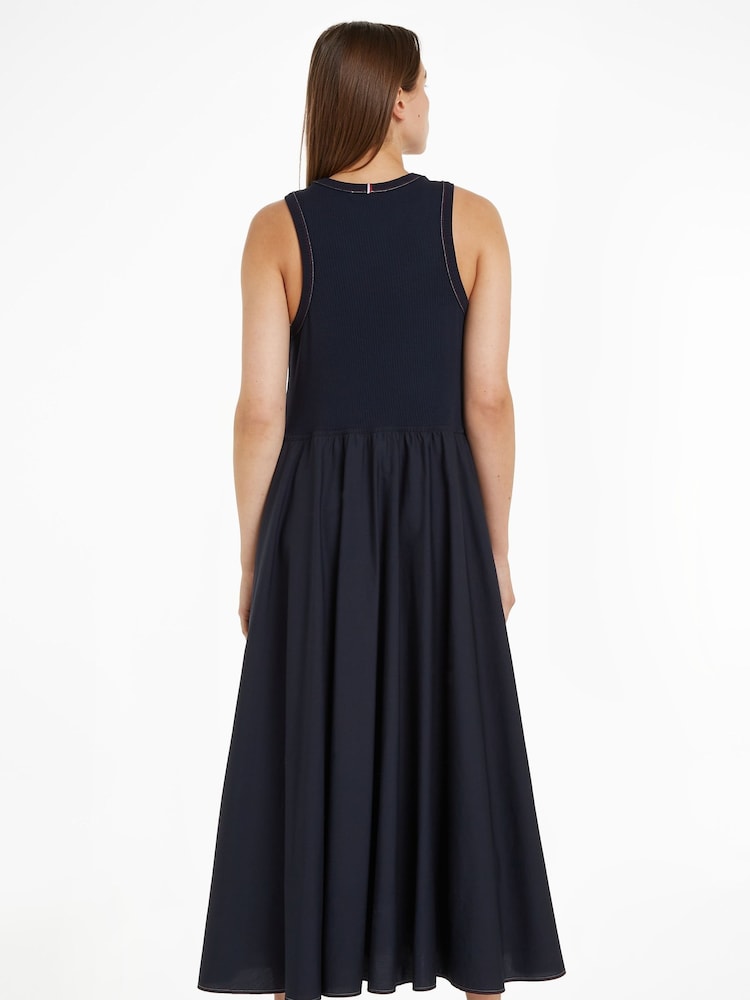 Tommy Hilfiger Blue Ribbed Global Mix Dress - Image 2 of 6