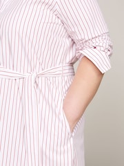 Tommy Hilfiger White Regular Fit Stripe Knee Length Shirt Dress - Image 4 of 5