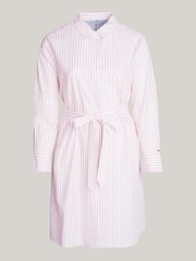Tommy Hilfiger White Regular Fit Stripe Knee Length Shirt Dress - Image 5 of 5