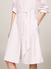 Tommy Hilfiger White Regular Fit Stripe Knee-Length Shirt Dress - Image 4 of 7