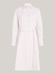 Tommy Hilfiger White Regular Fit Stripe Knee-Length Shirt Dress - Image 6 of 7