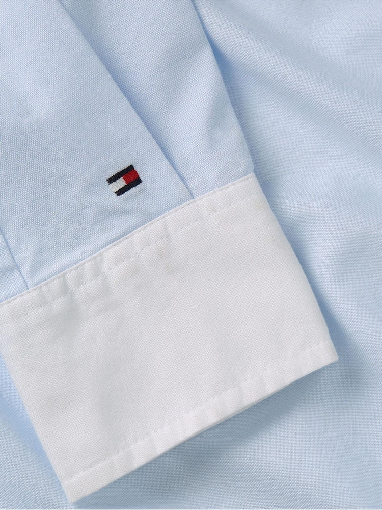 Tommy Hilfiger Blue Double Button 100% Cotton Waisted Shirt - Image 3 of 3 Tommy Hilfiger Blue Double Button 100% Cotton Waisted Shirt - Image 3 of 3