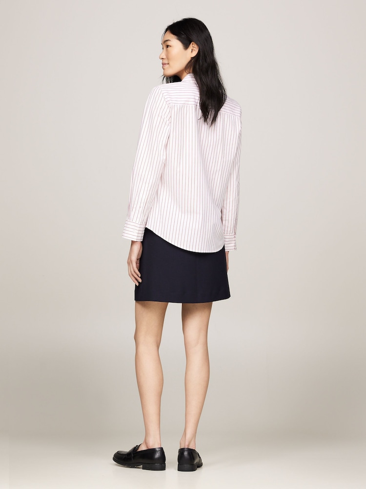 Tommy Hilfiger White Regular Fit Stripe Shirt - Image 2 of 6 Tommy Hilfiger White Regular Fit Stripe Shirt - Image 2 of 6