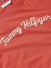 Tommy Hilfiger Red Regular Fit Script Crew Neck 100% Cotton T-Shirt - Image 3 of 3