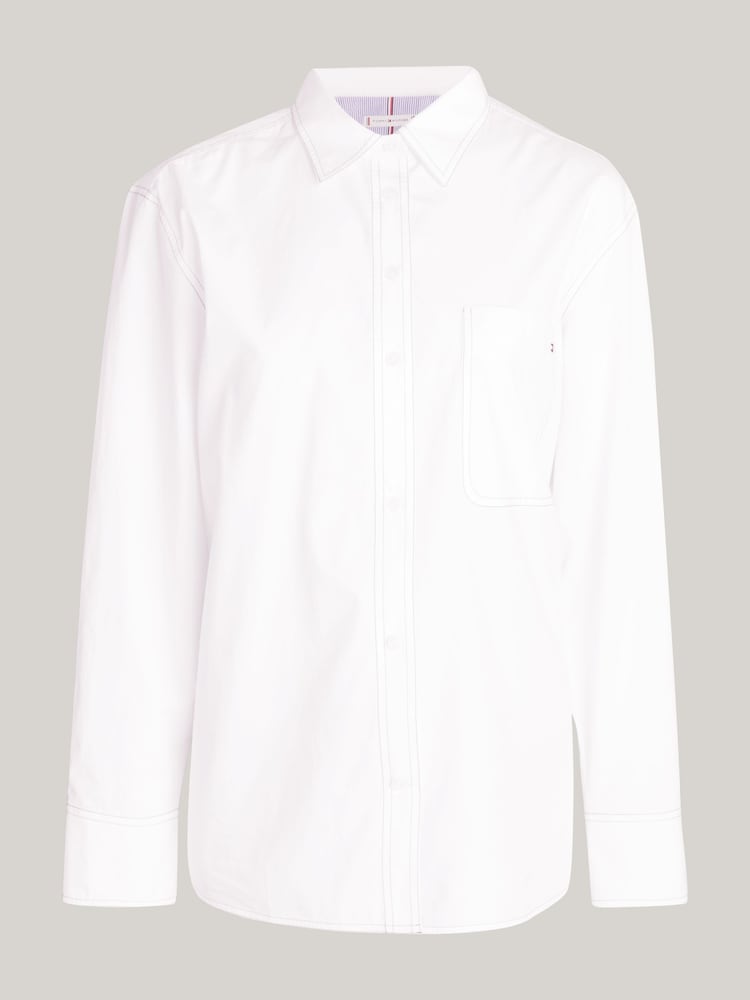 Tommy Hilfiger White Easy Fit Stitch Shirt - Image 5 of 5