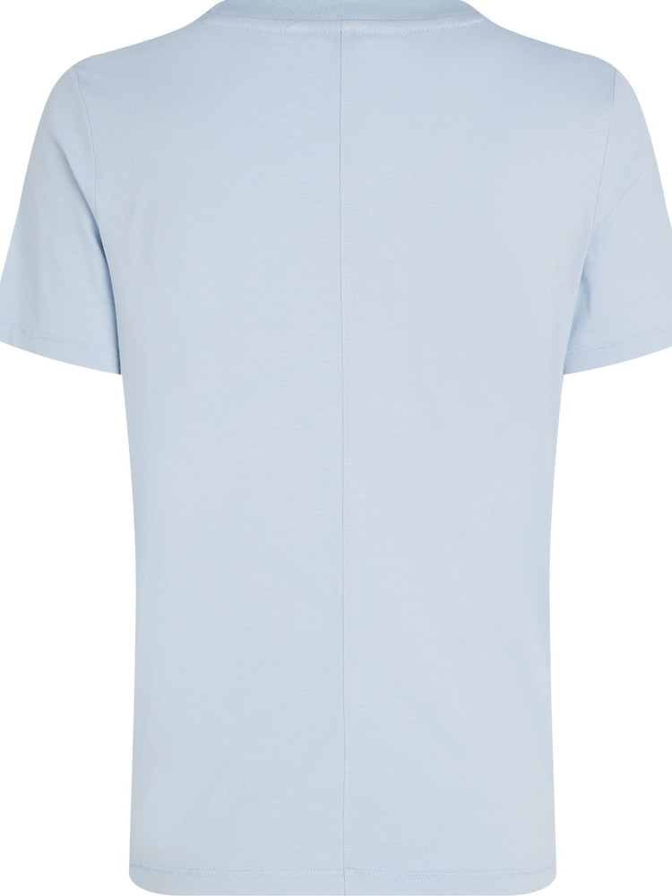 Tommy Hilfiger Blue Regular Fit Script Crew Neck 100% Cotton T-Shirt - Image 2 of 3 Tommy Hilfiger Blue Regular Fit Script Crew Neck 100% Cotton T-Shirt - Image 2 of 3