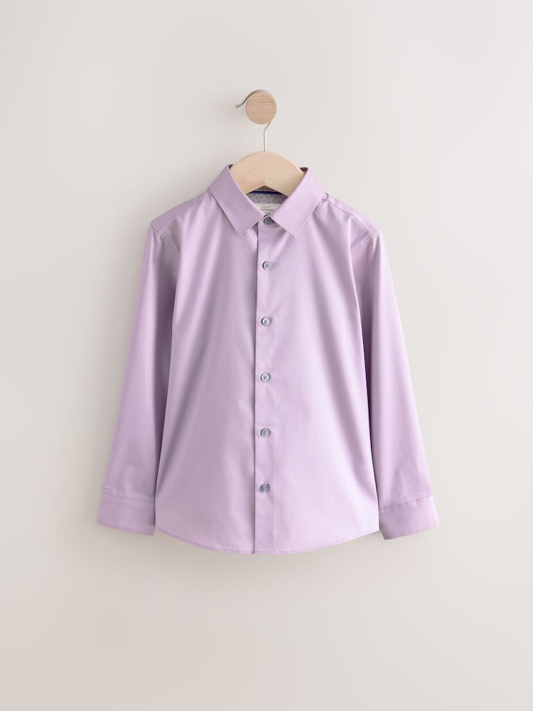 Lilac Purple Long Sleeve Long Sleeves Smart Trimmed Shirt (3-16yrs) - Image 1 of 4