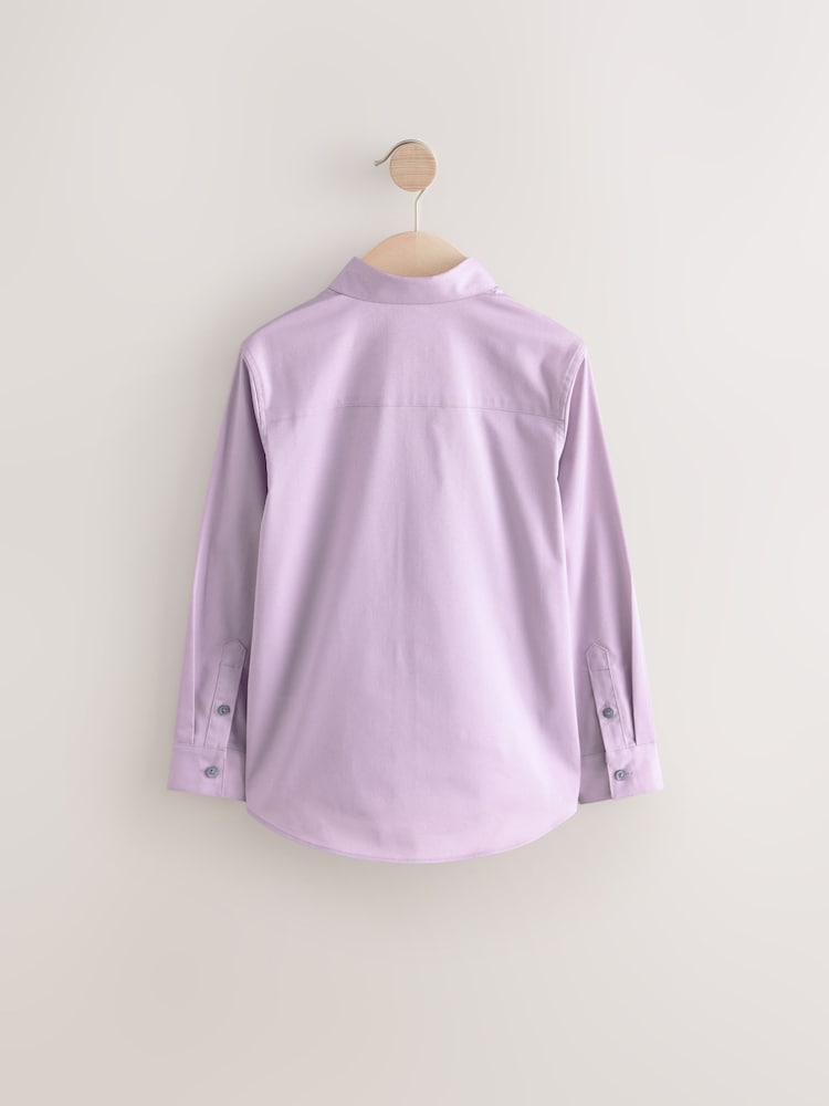 Lilac Purple Long Sleeve Long Sleeves Smart Trimmed Shirt (3-16yrs) - Image 2 of 4