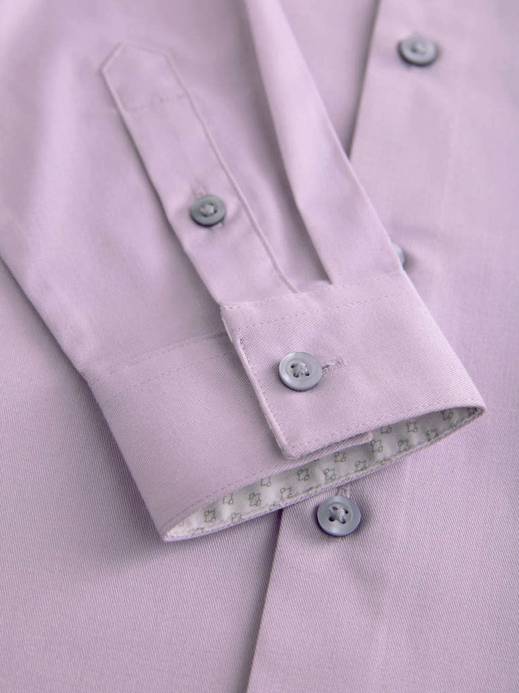 Lilac Purple Long Sleeve Long Sleeves Smart Trimmed Shirt (3-16yrs) - Image 3 of 4